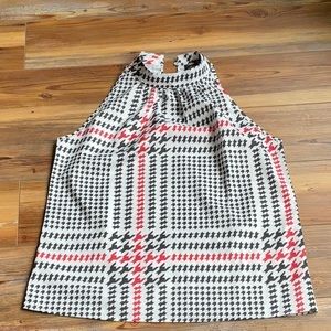 💖Shein black/why/red houndstooth print halter neck top